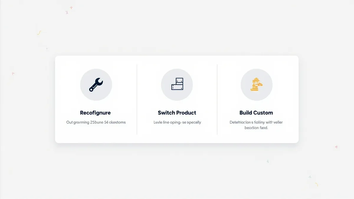Three CRM options compared: reconfigure, switch product or build custom CRM for your business.
