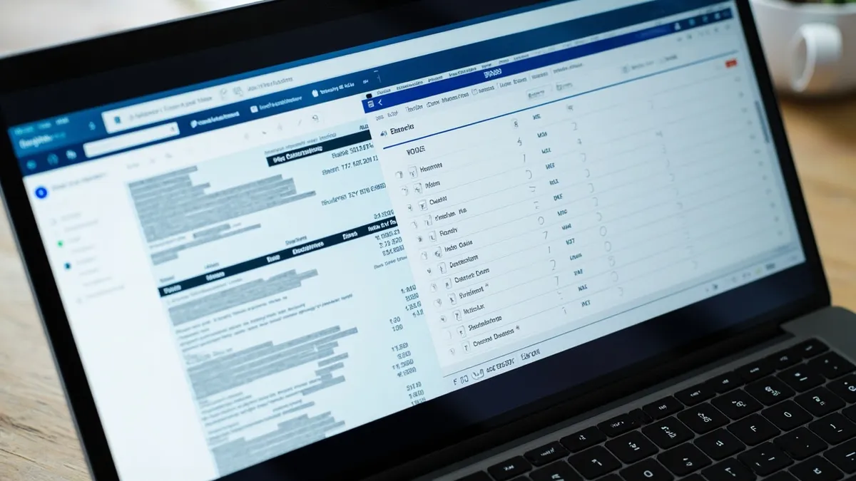 Laptop screen showing a supplier invoice being converted into a structured data table by AI.