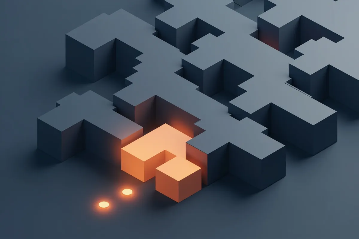 Isometric illustration of a custom module slotting neatly between existing standard blocks
