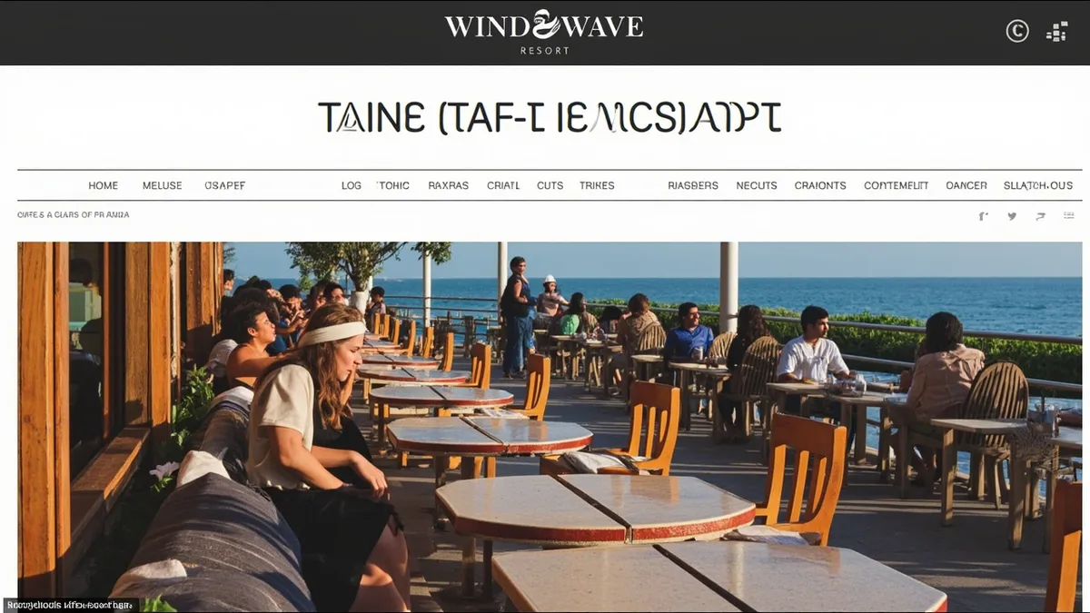 Open-air seaside café with coffee and croissants facing the Bay of Bengal