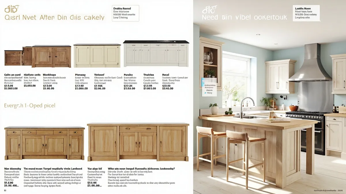 Cost breakdown chart showing typical UK kitchen prices for units, worktops, appliances, installation, plumbing and electrics in 2026