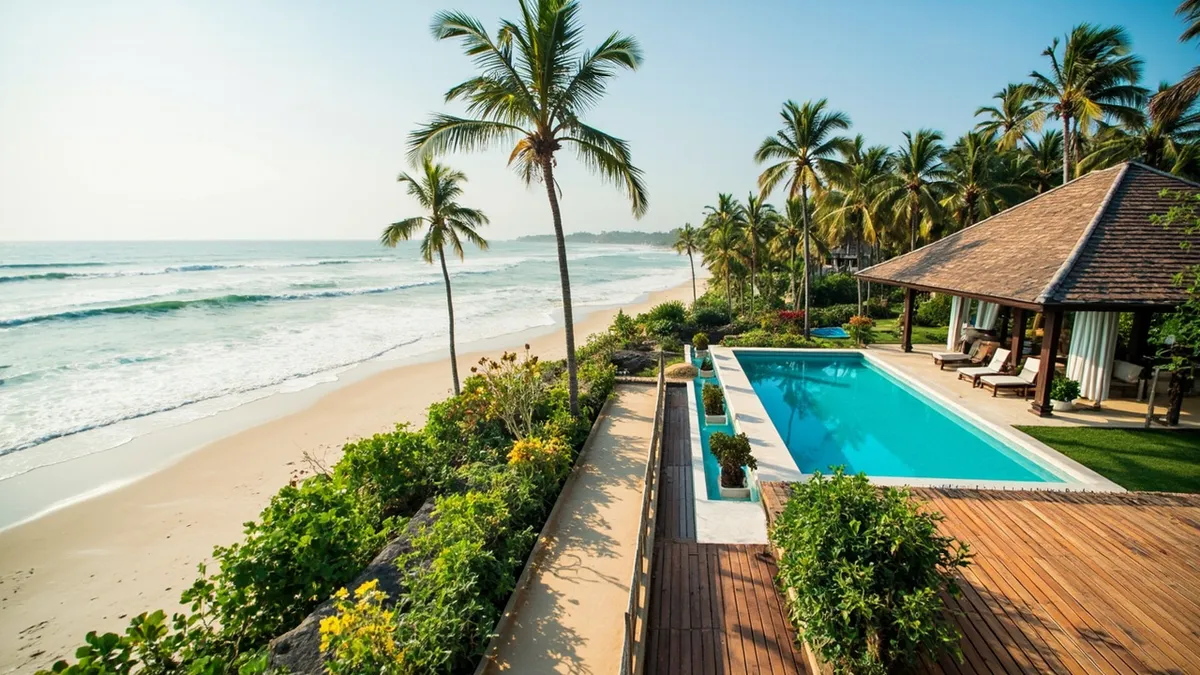 Boutique resort villa with a large pool on a quiet coast near Serenity Beach.