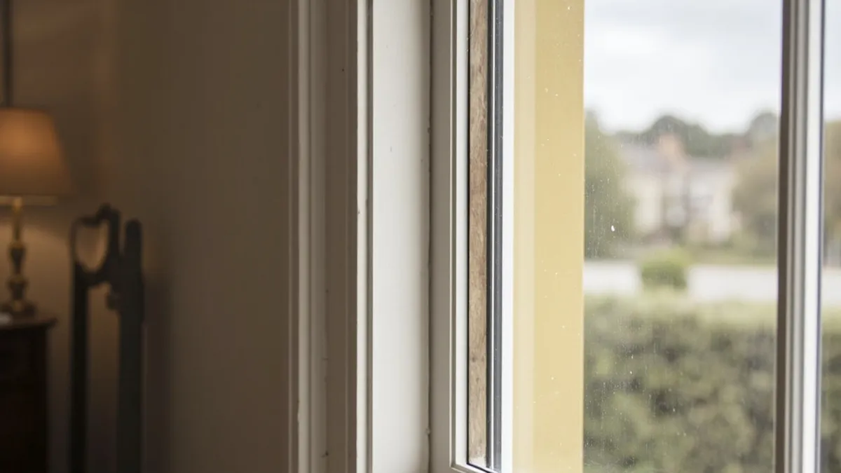 Secondary glazing panel fitted behind a preserved Georgian sash window.