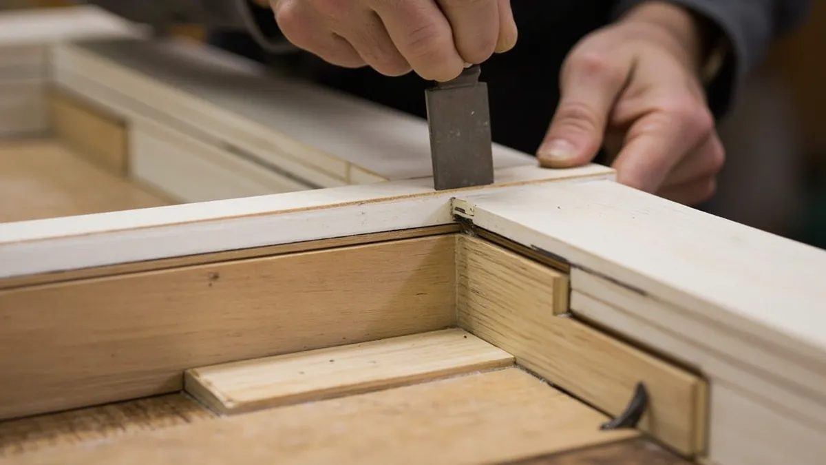 Cross-section detail of a Georgian sash window rebate and glazing bar.